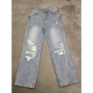 Shein Baggy Distressed Jeans Women's size 6 Blue Denim